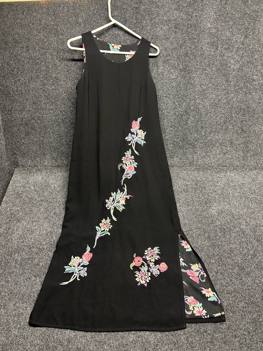 Vintage black floral maxi embroidered reversible boho wedding guest cocktail